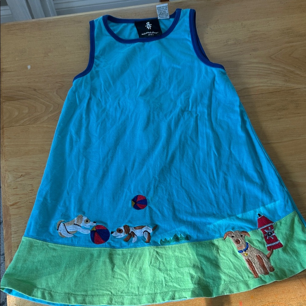 Girls Vintage Michael Simon Dress with Dog Embroidery